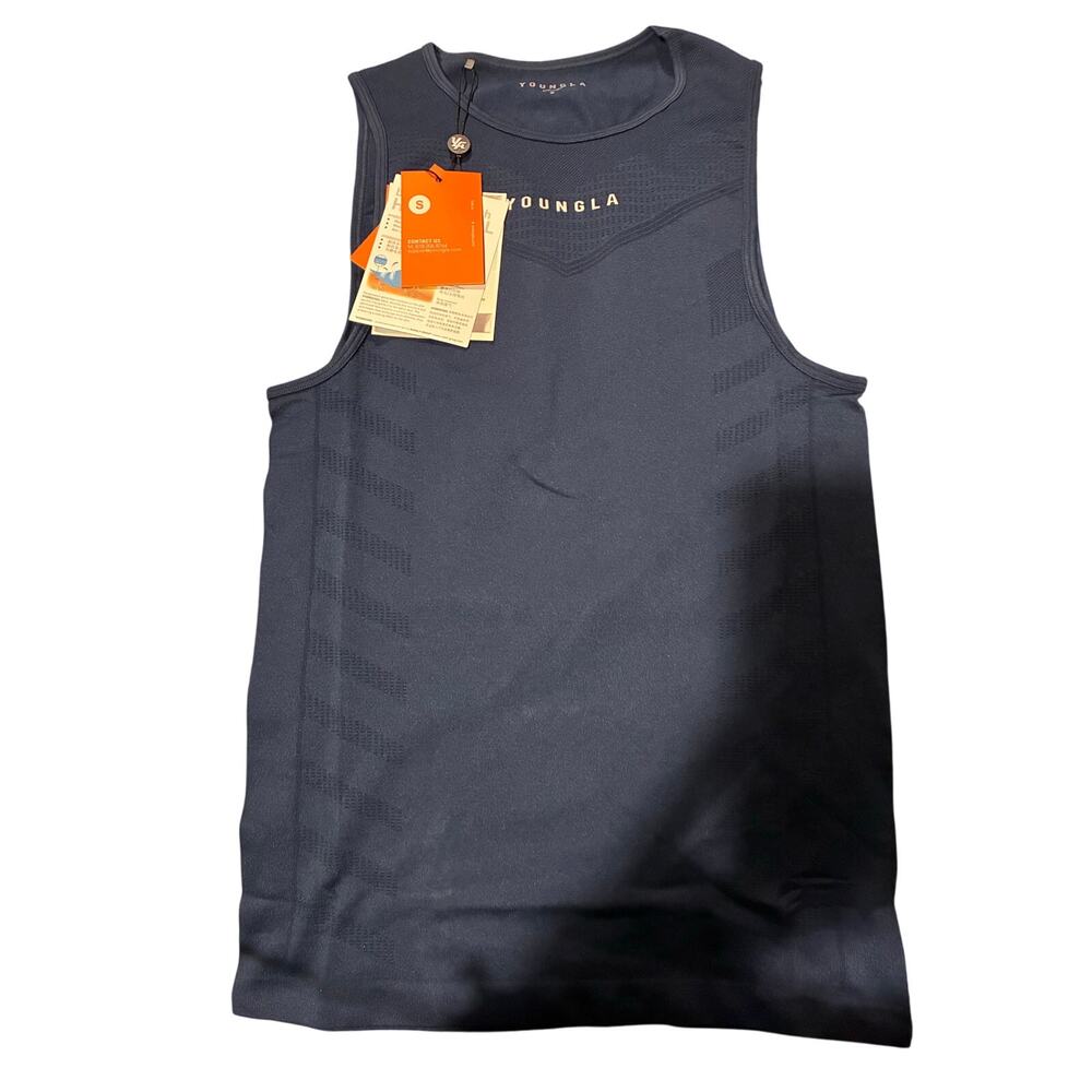 Young LA men’s hydro cool compression tank navy blue SZ SM